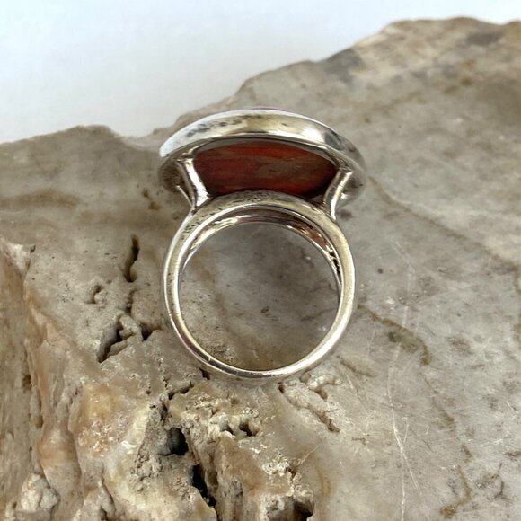 BARSE Sterling Silver 925 Thai Large 1.22" Oval Red Sponge Coral Ring Sz 6.75 - Picture 7 of 16